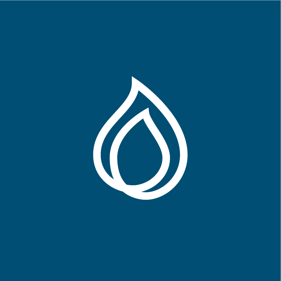 jfcs logo of white double flame against marine blue background